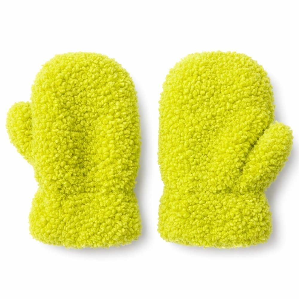Toddler Neon Green Sherpa Fleece Mittens